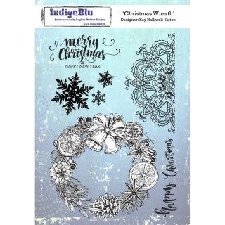 IndigoBlu A5 Red Rubber Stamp - Christmas Wreath