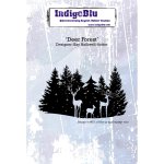 IndigoBlu A6 Red Rubber Stamp - Deer Forest