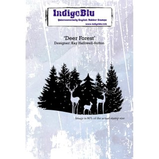 IndigoBlu A6 Red Rubber Stamp - Deer Forest