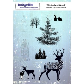 IndigoBlu A5 Red Rubber Stamp - Winterland Wood