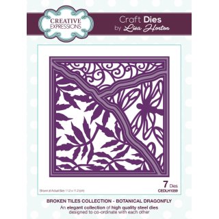 Lisa Horton Craft Dies - Broken Tiles Collection - Botanical Dragonfly