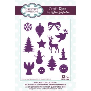 Lisa Horton Craft Dies - Stitched Collection - Silhouette Christmas Embellishments