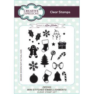 Lisa Horton A6 Clear Stamp Set - Mini Stitched Embellishments