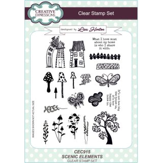 Lisa Horton A5 Clear Stamp Set - Scenic Elements