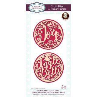 Paper Panda Craft Die - Christmas Baubles Joy & Jingle Bells