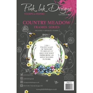 Pink Ink Designs A5 Clear Stamp Set - Frames Series - Country Meadow
