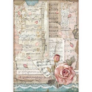 Stamperia Rice Paper A4 - Passion Roses & Music