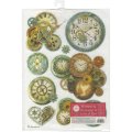 Stamperia Rice Paper A4 - Gear Wheels and Clock