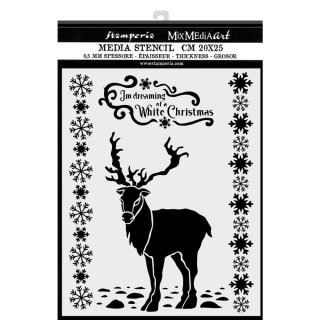 Stamperia 20x25cm Media Stencil - White Christmas Deer