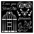 Stamperia 18x18cm Thick Stencil - You and Me Love Me