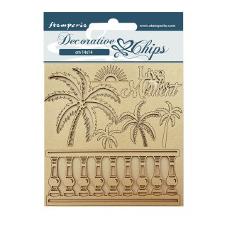 Stamperia 14x14cm Decorative Chips - Blue Dream - Palms