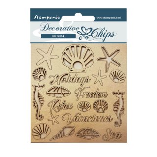 Stamperia 14x14cm Decorative Chips - Blue Dream - Shells