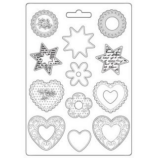 Stamperia A4 Soft Mould - Blue Land Stars and Hearts