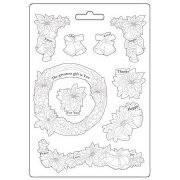 Stamperia A5 Soft Mould - Poinsettia And Garlands