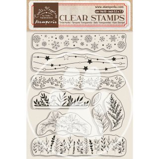 Stamperia 14x18cm Acrylic Stamp - Create Happiness Christmas Borders With Leaves