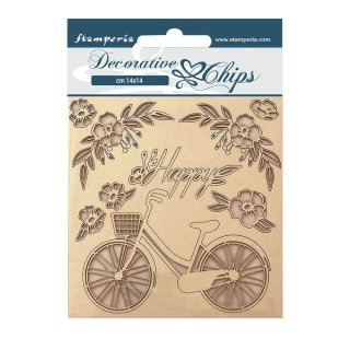Stamperia 14x14cm Decorative Chips - Create Happiness - Welcome Home - Bicycle