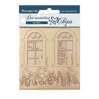 Stamperia 14x14cm Decorative Chips - Create Happiness - Welcome Home - Windows