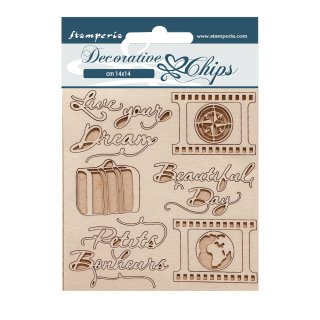 Stamperia 14x14cm Decorative Chips - Create Happiness Oh lá lá! - Live Your Dream