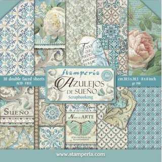 Stamperia 8x8 Mini Scrapbooking Pad - Azulejos de Sueno