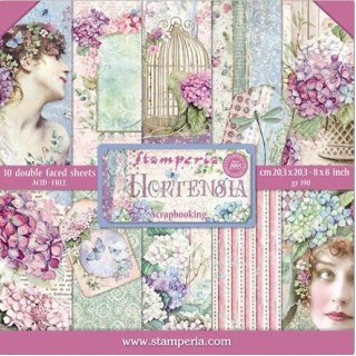 Stamperia 8x8 Mini Scrapbooking Pad - Hortensia