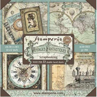 Stamperia 12x12 Scrapbooking Paper Pad Maxi - Voyages Fantastiques
