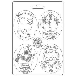 Stamperia A5 Soft Mould - Create Happiness Welcome Home - Plates