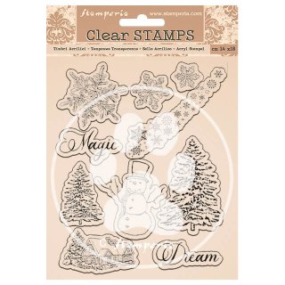 Romantic Home For The Holidays Snowflakes, Tree 14x18cm Acrylic Stamp