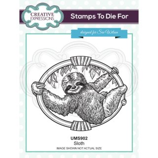 Sue Wilson Pre-cut Rubber Stamp - Safari Collection - Sloth