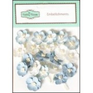 Cherry Blossom Paper Flowers - Ivory Blue - The Hobby House