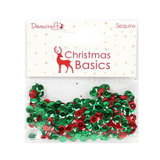 Dovecraft Christmas Basics Red and Green Sequins