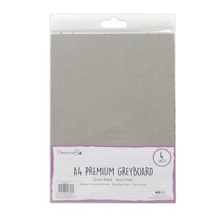 Dovecraft Essentials A4 Grey Board - 4pk