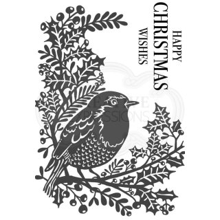 Woodware Clear Singles - Lino Cut Robin and Holly