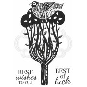 Woodware Clear Singles - Lino Cut Perching Bird