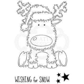 Woodware Clear Singles - Festive Fuzzies Reindeer
