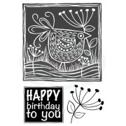 Woodware Clear Singles - Lino Cut Chicken in the Grass
