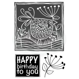 Woodware Clear Singles - Lino Cut Chicken in the Grass