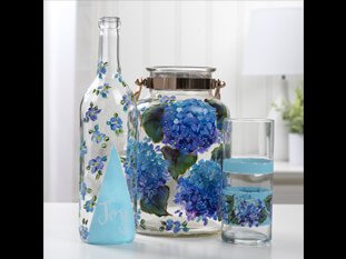 Painted Glassware Hydrangea Trio with FolkArt Enamels